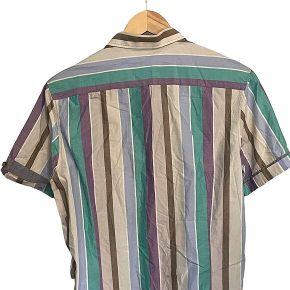 Ted Baker Shirt Colorblock Stripe Button Up Short Sleeve Men’s Sz 3 EUC - Picture 4 of 10